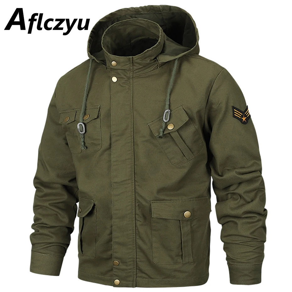 Green Military Cargo Jacket Men Fashion Tactical Jacket Coat Men Spring Autumn Camping Jackets Male Military Outerwear