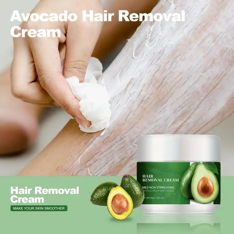 

Depilatory Cream Hair Removal For Women Men Bikini Hair Remover Moisturizing Cream 50g Avocado Gentle & Soothing For Arms Legs