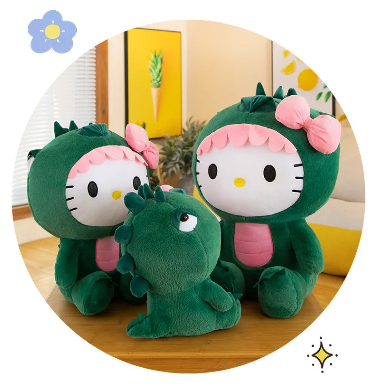 Hello Kitty Plush Dinosaur Toy Cartoon Doll Room Decoration Sleeping Throw Pillow Gift