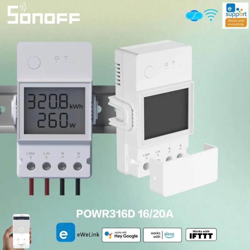 

Sonoff THR320D Wi-Fi Smart Switch 20A Wireless Switch Smart Home Automation Modules With Temperature Sensor Humidity Monitor