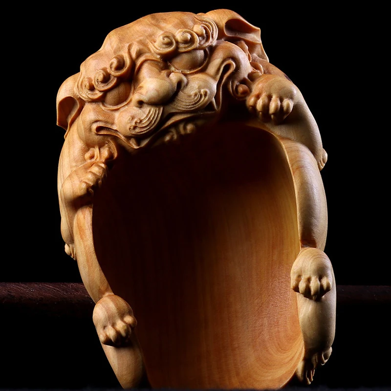 

Чайная ложка Pixiu из самшита 9 см, скульптура, чайная лопата, коллекция резьбы по дереву, семейный чайный набор, счастливая статуя, домашний декор
