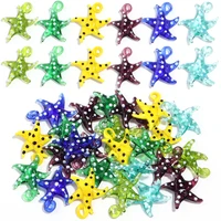 1Pcs/Lot 30x35mm Cute Tiny Starfish Figurine Charm Glass Pendant Colorful Ornament Aquarium Decor For DIY Crafts Gifts Making 1