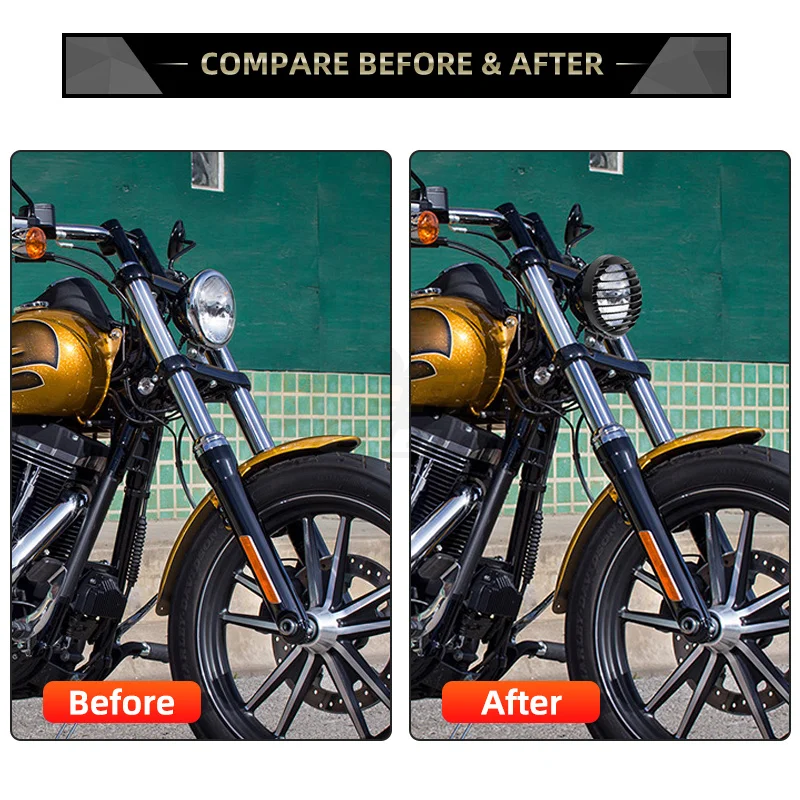 Motorcycle 5.75 LED Headlight Grill Cover - Durable ABS Design