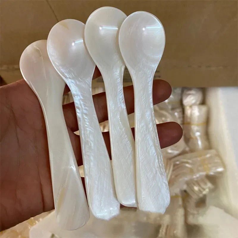 Description Picture 4 of item9-13CM Natural Shell Ice Spoon Cream Coffee Caviar Spoon Mother of Pearl Seashells Stirring Spoons Teaspoon Crafts dessert coffe