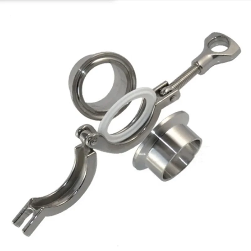 

A Set 51mm O/D Sanitary Tri Clamp Weld Ferrule + 2" Tri Clamp + Silicon Gasket Assembly 304 Stainless Steel For Homebrew