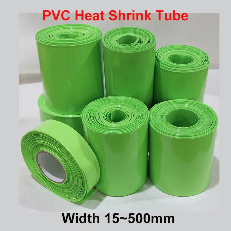 2/5/10/20M Verde Pvc Batteria Al Litio Flim Wrap 15 ~ 500Mm Manicotto Del Cavo Protezione Copertura Guaina Isolante Tubo Termoretraibile