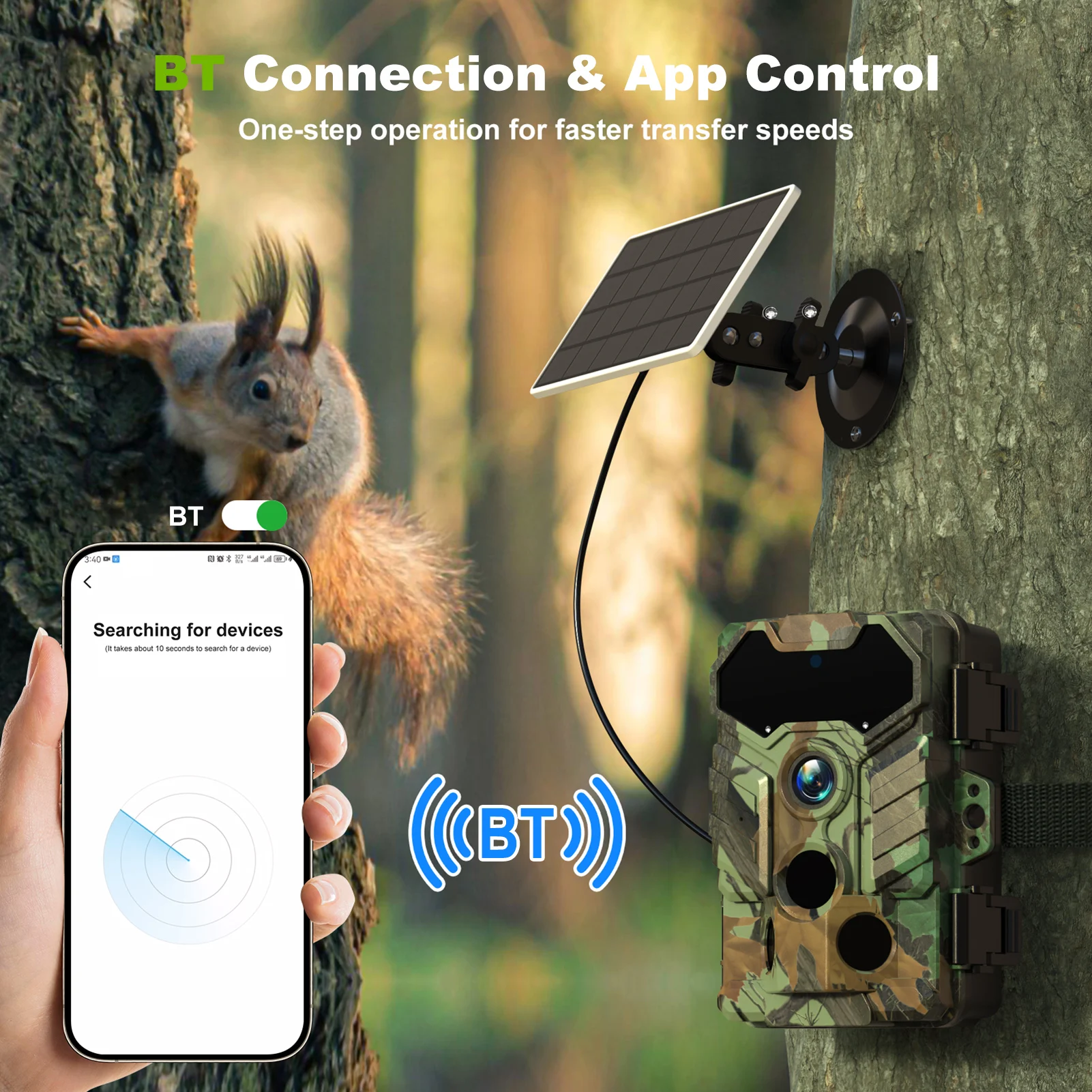 Solar Camera Outdoor Wireless Trail Camera 32MP Infrared Night Vision WiFi Enabled IP66 Waterproof Wildlife Hunting Hunting Trail Camera,Trail Camera