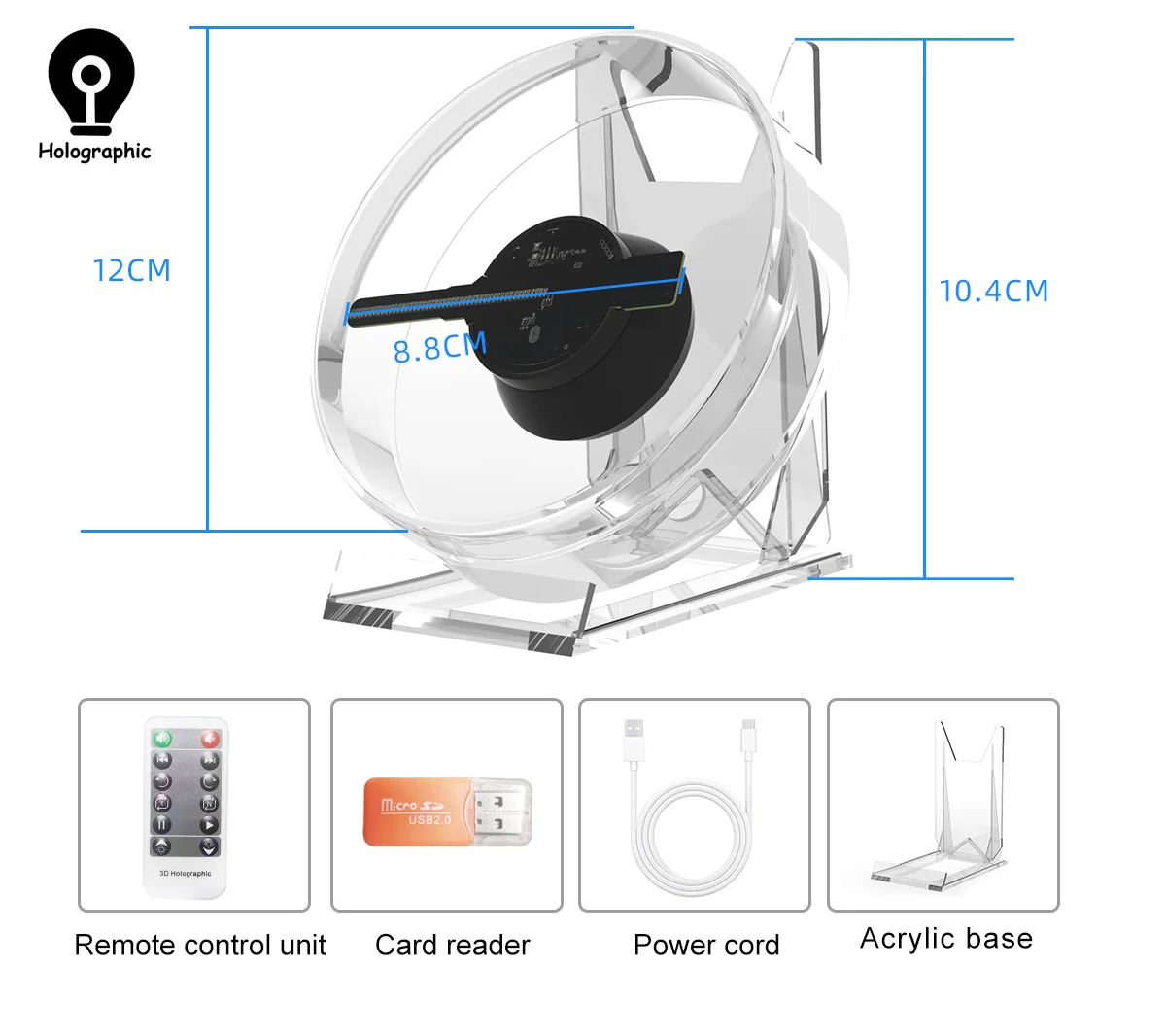 Mini 3D Hologram Projector Fan Led Sign Advertising Logo Light With Transparent Cover Commercial Hologram Projector Home Decro