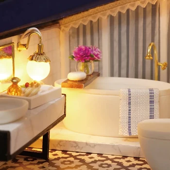 DIY Doll House Miniature Dollhouse With Furnitures Wooden House Miniaturas Toys For Children New Year Christmas Gift A 5