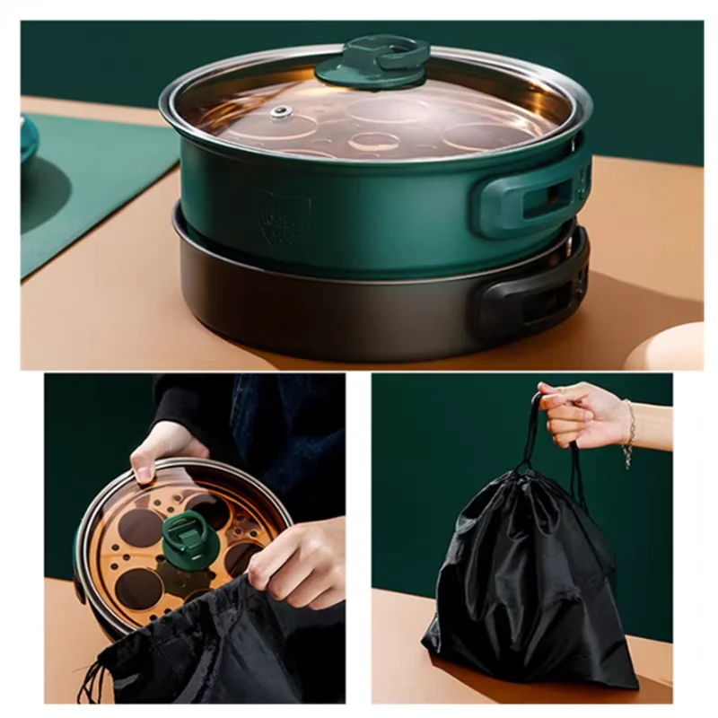 Electric Cooking Pot Foldable Hotpot Portable Multicooker Split Type Rice Cooker Frying Pan Home Travel 1.6L 5