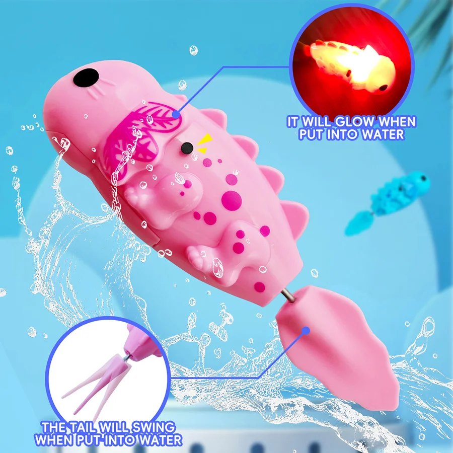 Cute Outdoor Children's Electronic Light Sensing Bathtub Interactive Toy Can Swim Colorful Pet Salamander Dinosaur Holiday Gift