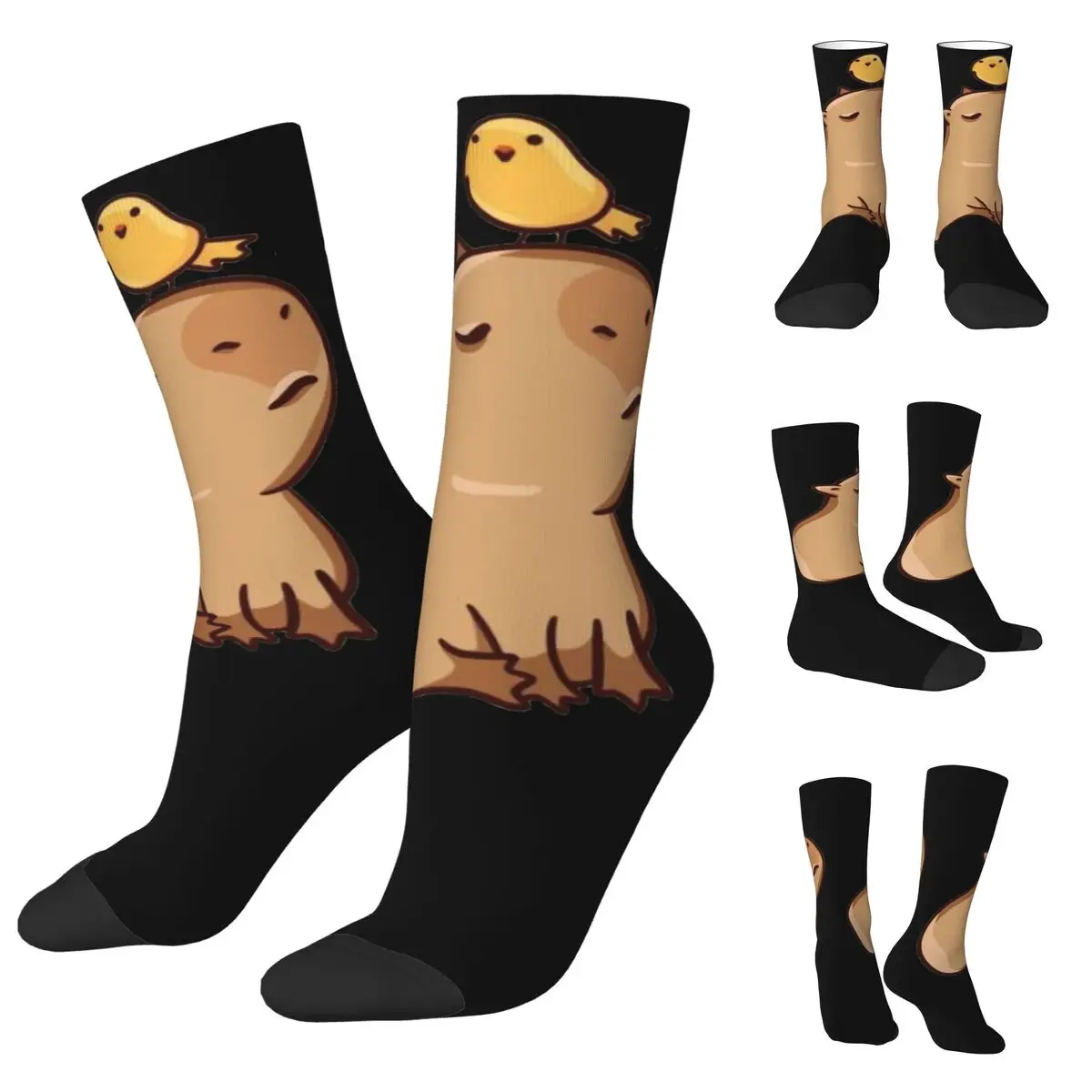 

3D printing cosy Unisex Socks,Running Pelican And Capybara Interesting Four Seasons Socks