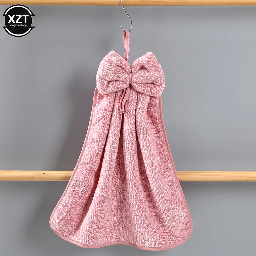 Bowknot Coral Velvet Hand Towels For Kitchen Bathroom Microfiber Soft Quick Dry Absorbent Cleaning Cloths Home Terry Towels microfiber towel hand towel microfiber hand towel