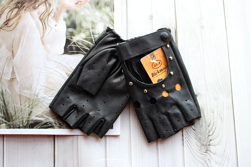 Women's Leather Half Finger Gloves Thin Single Layer Breathable for Spring Summer Outdoor Riding And Driving