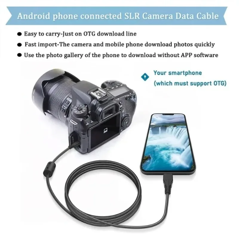 카메라 OTG 케이블, Type-C에서 미니 8핀으로, 사진 전송+충전, 캐논//후지와 호환, 즉시 사진 전송 케이블