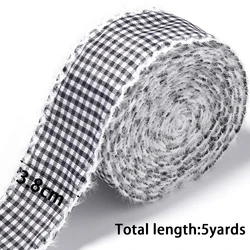 Luxurious Plaid Velvet Edge Wavy Ribbon for Gift Wrapping & DIY Crafts (Black 3.8cm)