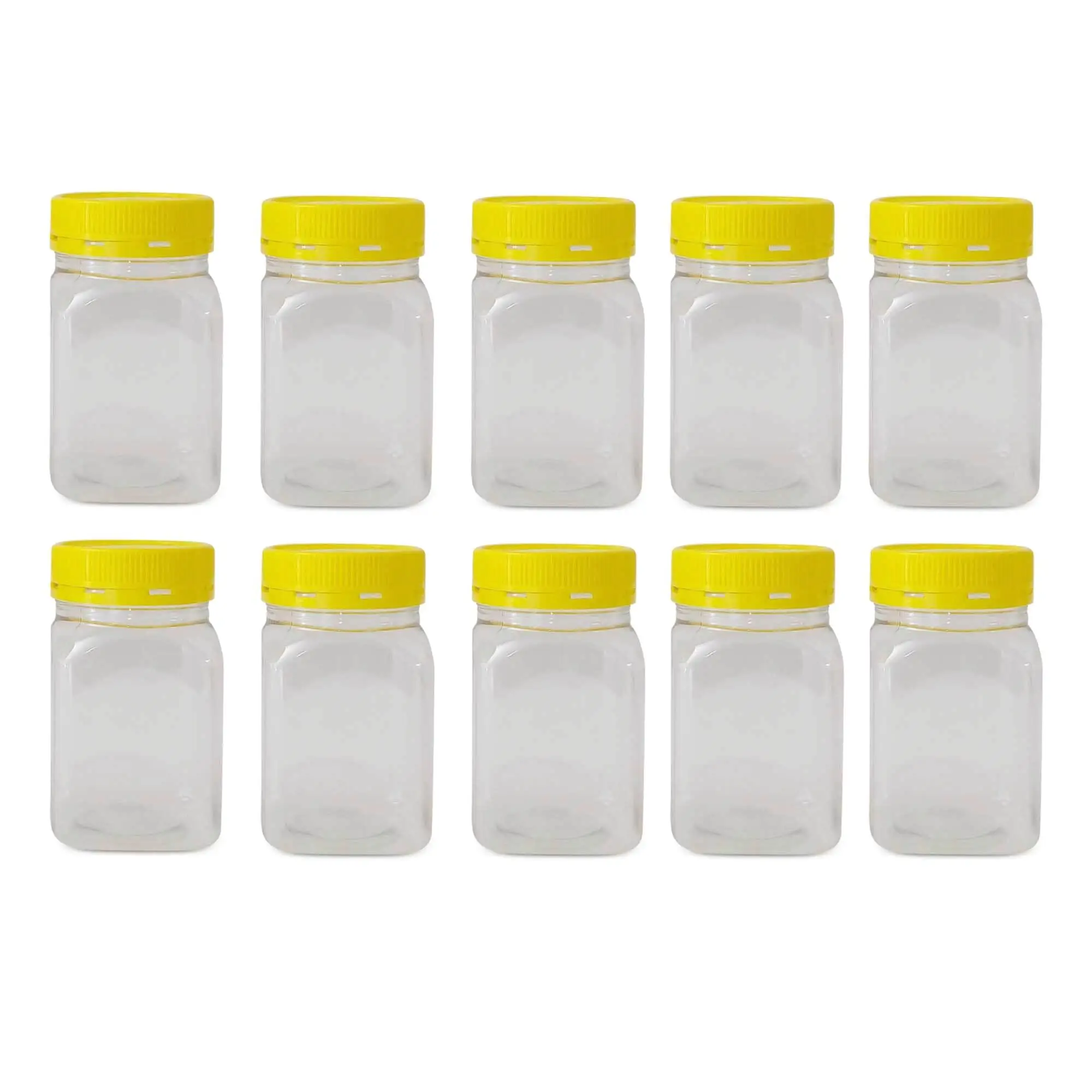 10 PCS 500g Clear Plastic Honey Jars with Lids-Grade Square Storage Containers