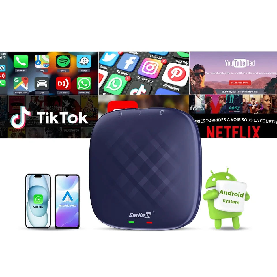 Carlinkit 8G+128GB Tbox Carplay Android 13 Ai Box Wireless Adapter