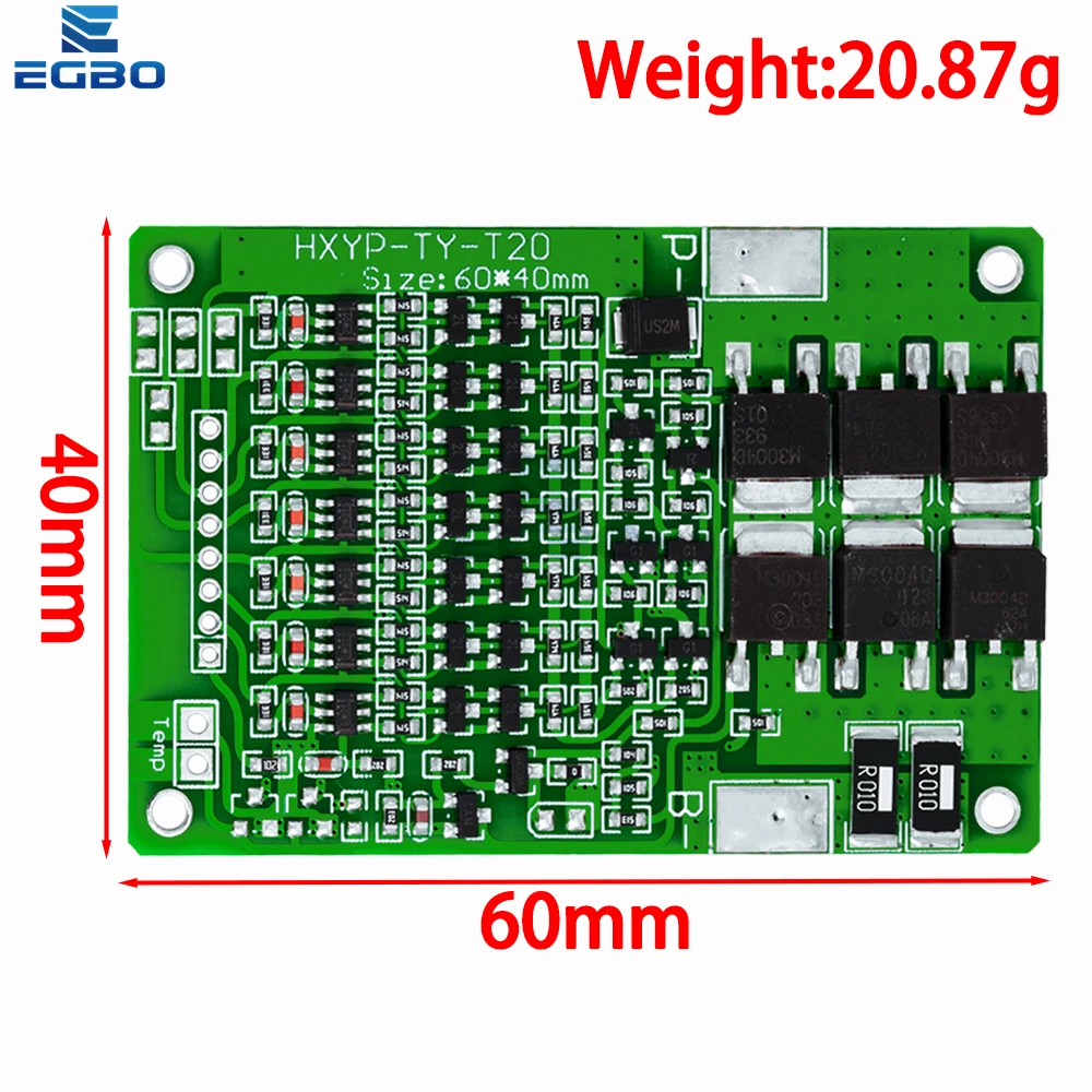 Lithium Battery Protection Plate with Balanced Charge and 15A Current Limit