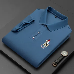2023 Summer Men's Business Short Sleeve Polo Neck Cotton T-shirt Youth Fashion Solid Embroidered Polo Shirt Top T-shirt M-4xl