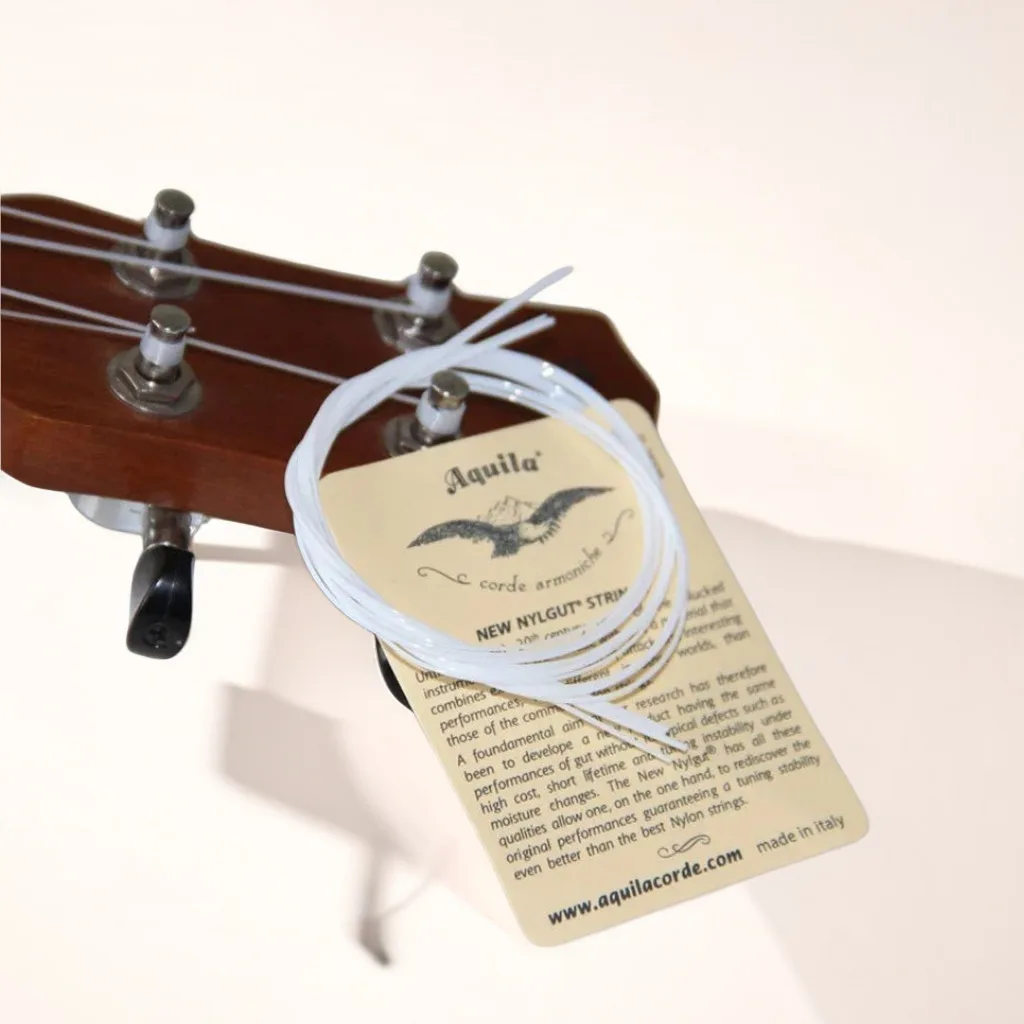 1-5 SET Ukulele 21 23 4 Strings Hawaii Small Guitar White Aquila Soprano Concert Nylon Parts  Accessories Musical Instruments