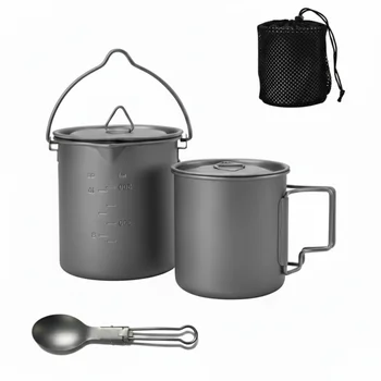 Titanium Camping Cookware Set with Folding Mug 1