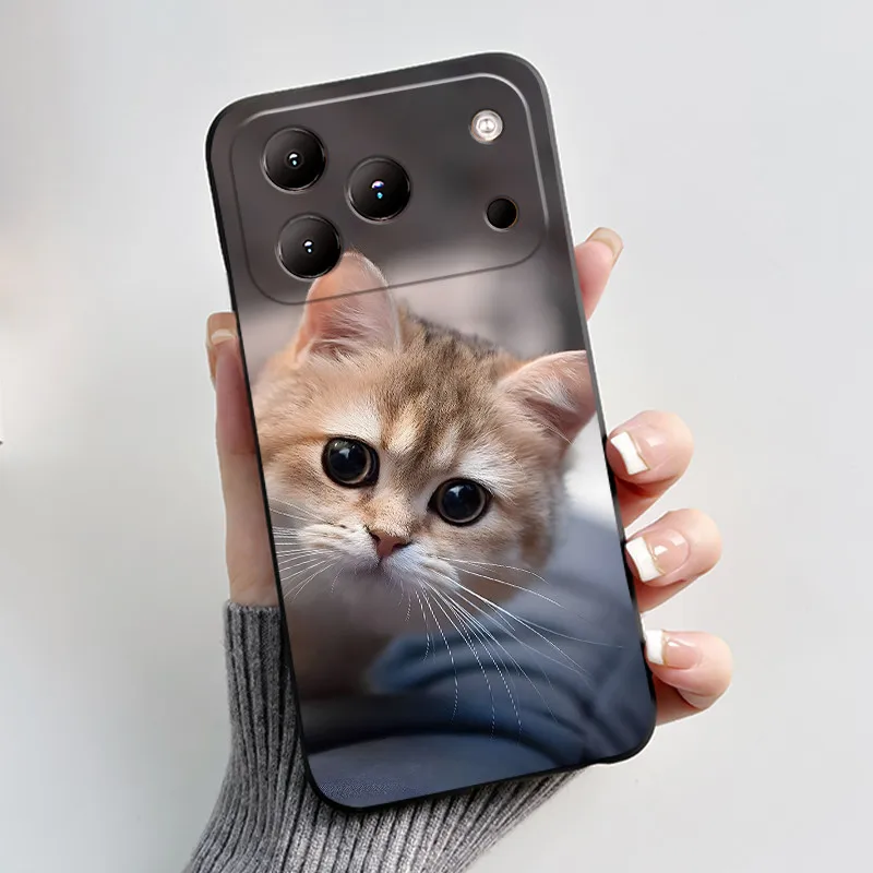 Aesthetic Cute Cat Cartoon Fashion Black Shockproof Back Cover Bumper