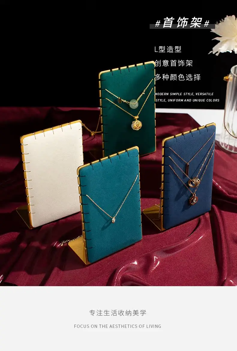 Velvet Metal Necklace Holder Display Stand – Elegant Pendant Show Shelf for Jewelry Pac... - SKU NHDS1049 - UGI Packaging