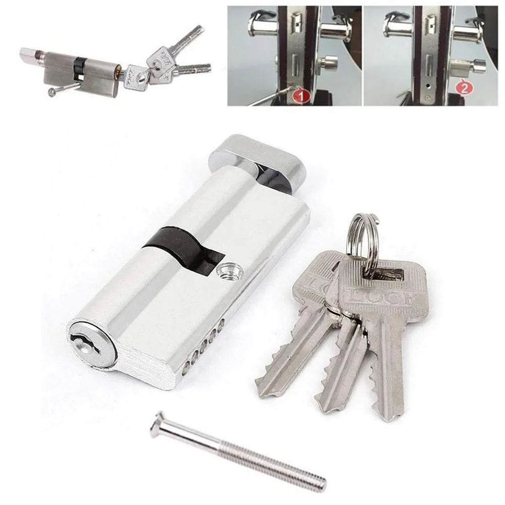 Door Lock Cylinder Aluminum Thumb Turn Cylinder Door Lock Anti Theft With 3 Keys Security Furniture Locks Keys