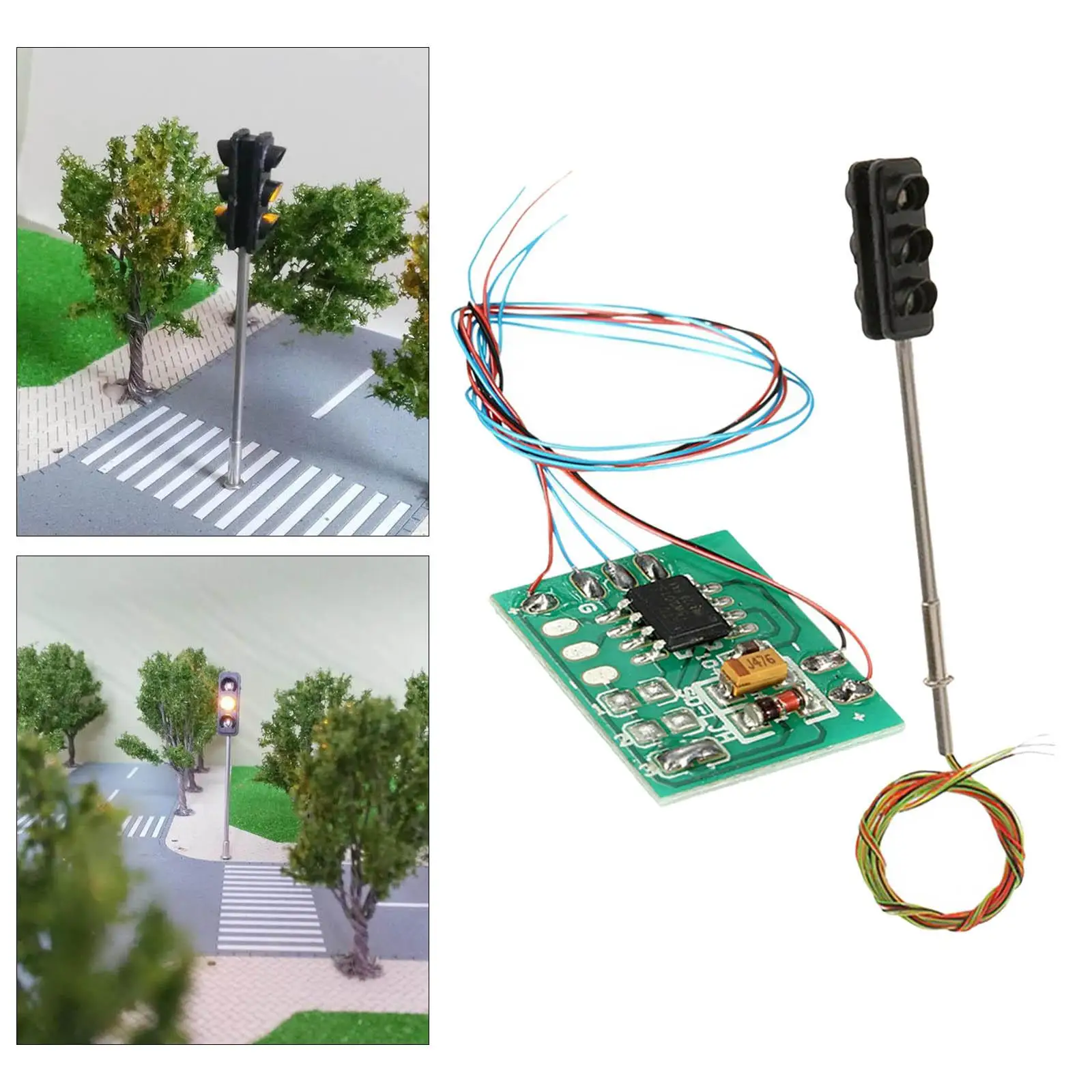 Traffic Signal Light Model Realistic Design with Control Board Classic for Street Construction Model Diorama Train Railway traffic light toy