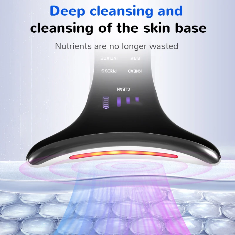 Newest Warm Cold Neck Face Beauty Device 7 in 1 LED Microcurrent Facial Massager Skin Care Tool for Wrinkle Double Chin Remove