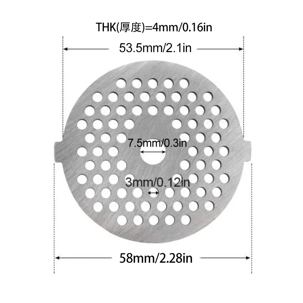 Description Picture 3 of itemMeat Grinder Plate Net Knife Meat Grinder Parts Stainless Steel Hole For Stand Mixer Meat Grinder Replacement accessories Parts