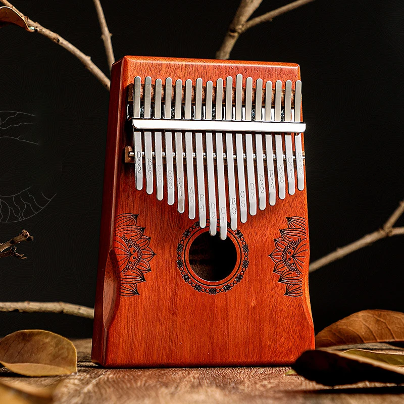 

HLURU Kalimba 17 21 Keys Kalimba Thumb Piano Full Veneer Solid Wood Mahogany Kalimba 21 Key Finger Piano Beginners Instrument