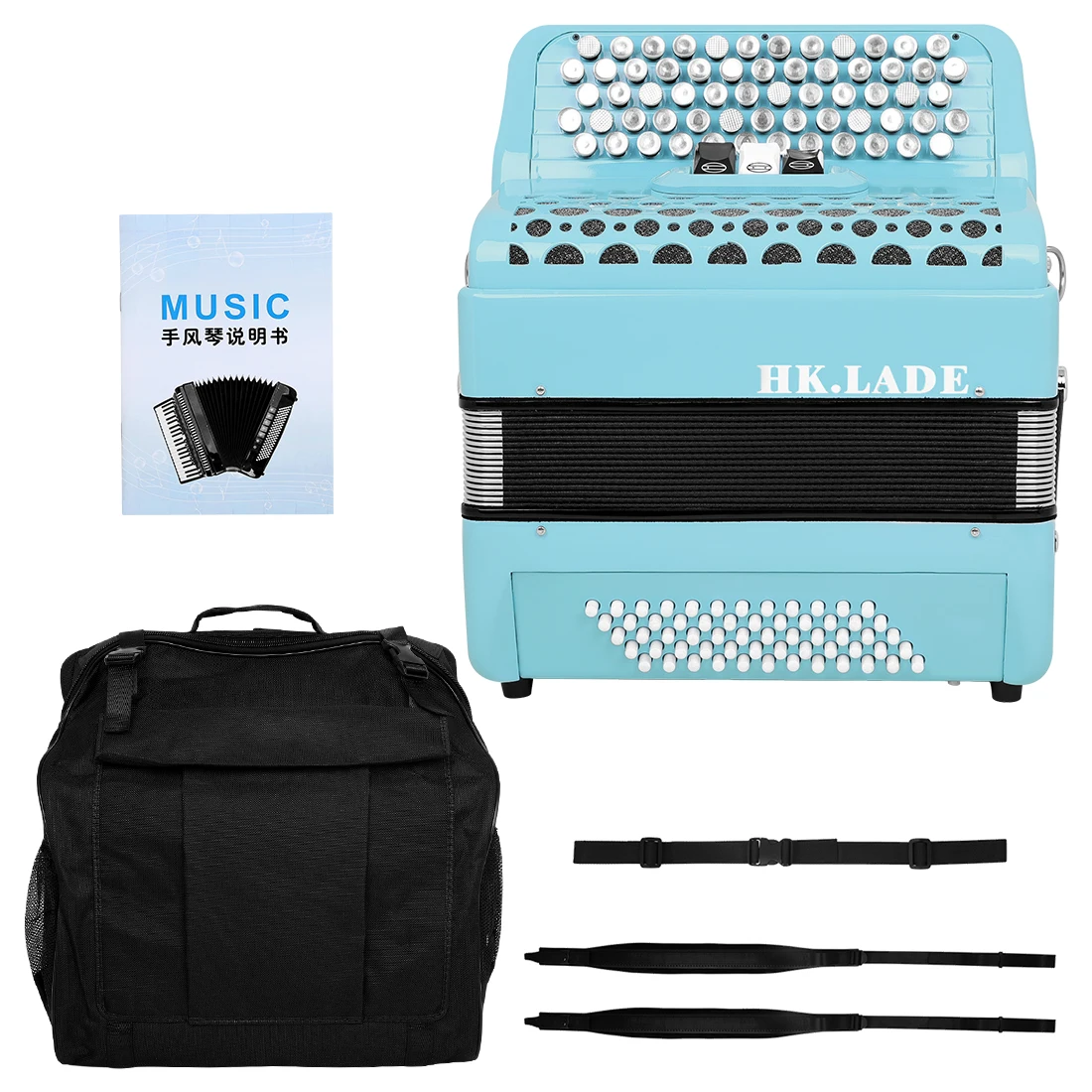 Blaues HK · LADE Bayan Akkordeon, 62 Tasten, 60 Bässe, 3-teilige Tastentaste, professionelles Akkordeon, Tastatur, Instrumentenakkordeon – Detail 7