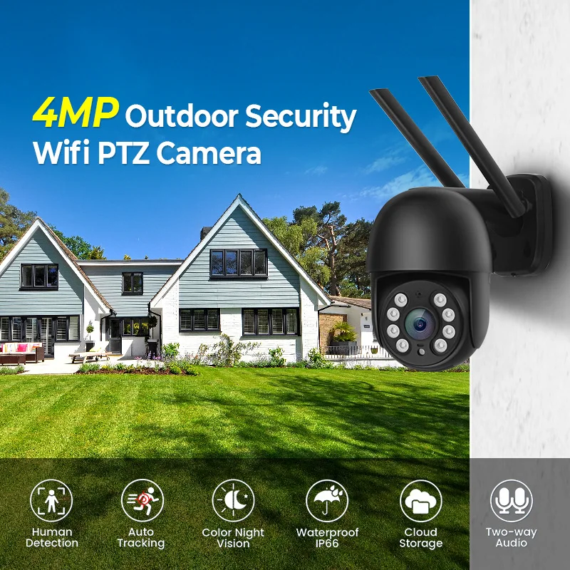 

Wifi IP Camera Outdoor Wireless Security Surveillance Camera AI Human Tracking Two Way Audio Night Color Cam CMOS