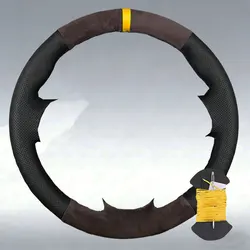 Premium Suede Leather Steering Wheel Cover - Luxury Auto Accessory Grip Cover (2 - yellow)