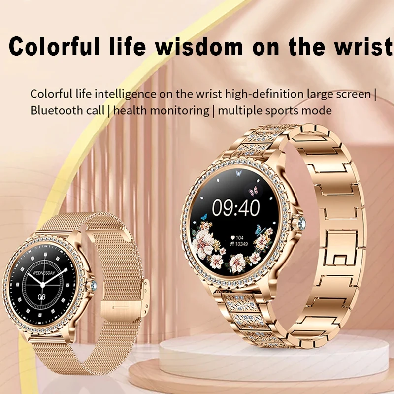 Fashion Luxury Gold Women Smart Watch Heart rate Blood Oxygen Sleep Monitoring Diamond Bracelet Bluetooth Call Smartwatch Ladies 5