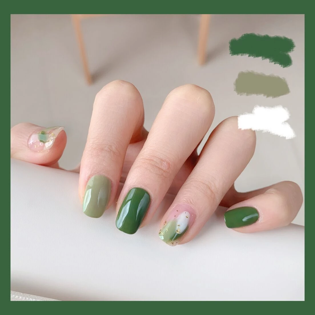 24PCS Green Nail Patch Sweet Style Removable Midi Paragraph Manicure Save  Time Green Nail Patch 24PCS False Nails RP| | - AliExpress