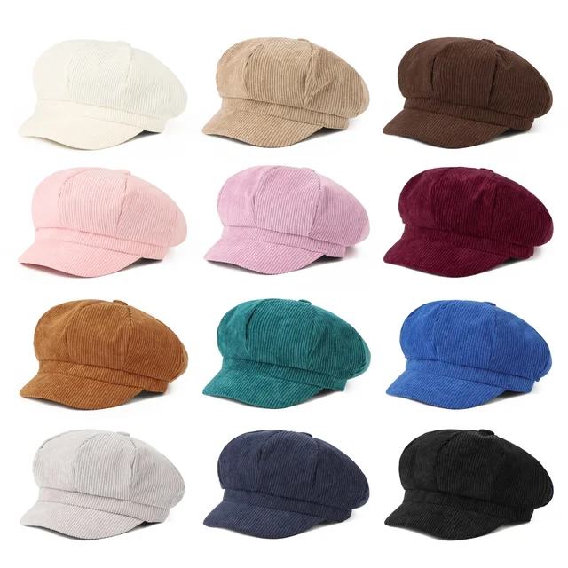Newsboy Cap Beret Women Vintage Beret Painter Hat Winter Hats For Women Men Octagonal Caps Female Bone Solid Color Casual