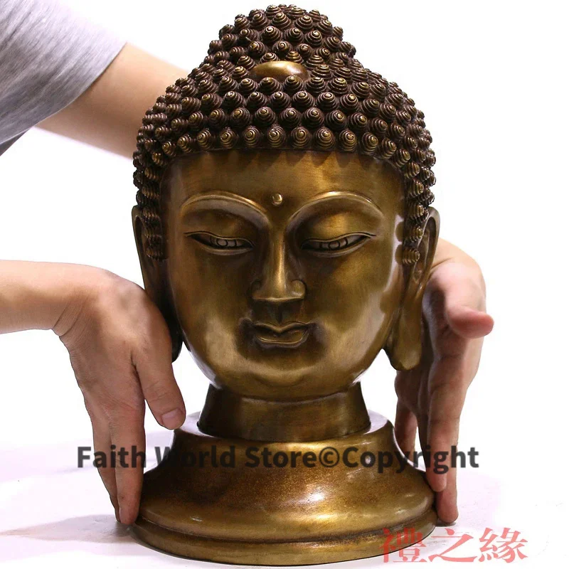 

Wholesale Buddha figure # 34cm large -HOME family TOP efficacious Protection Talisman # Retro Buddhism FENG SHUI brass Buddha