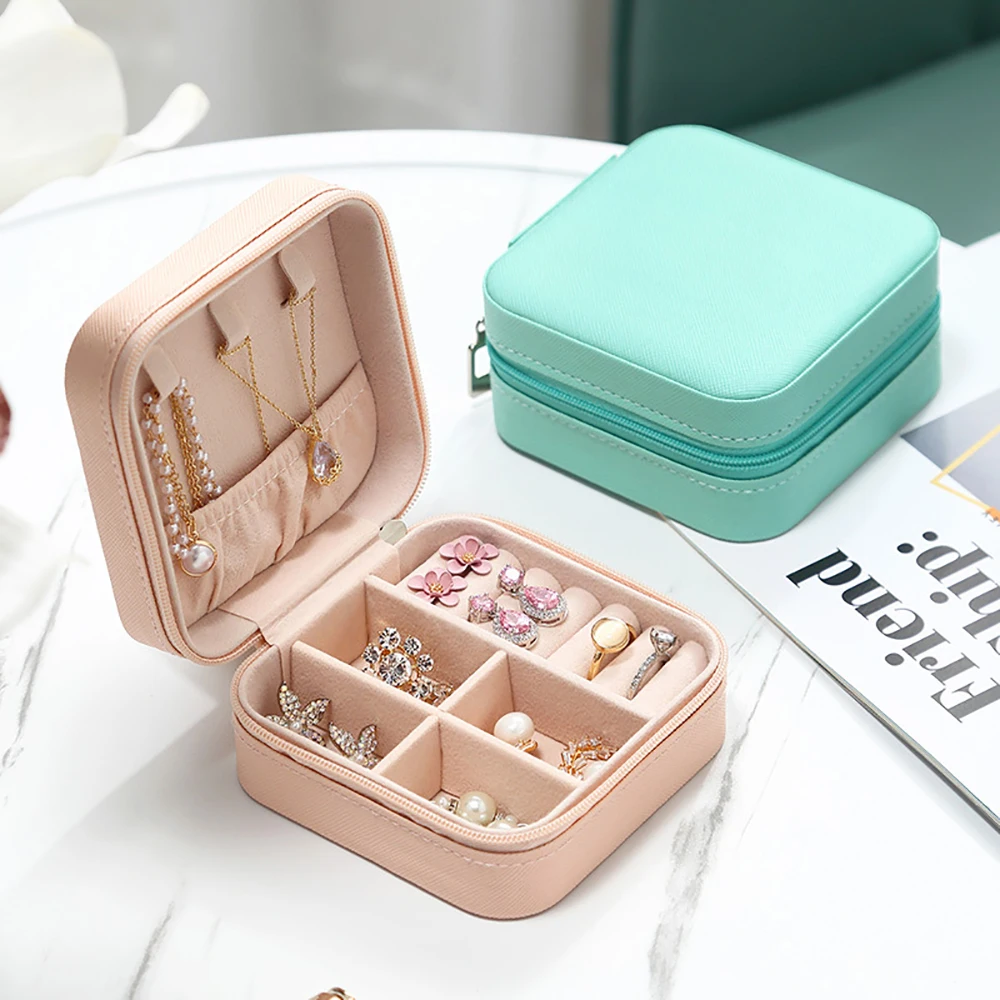 1Pcs PU Leather Double Layer Multifunctional Waterproof Jewelry Storage Box Travel Portable For Ring Earrings Necklace Bracelet