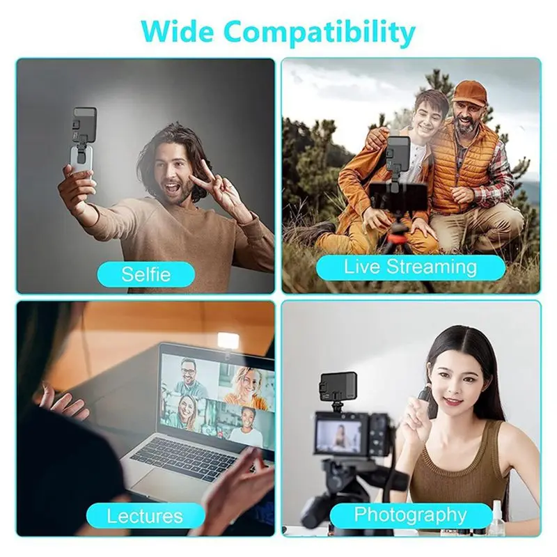 AS62 화상회의 노트북 60 LED 조명 포켓 사진 촬영 휴대폰 라이브 조명 미니 휴대용 사진 조명