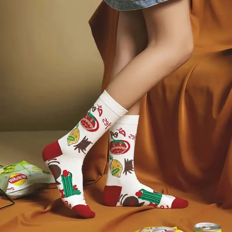 طقم جوارب قطنية برسومات كرتونية ووجوه تعبيرية