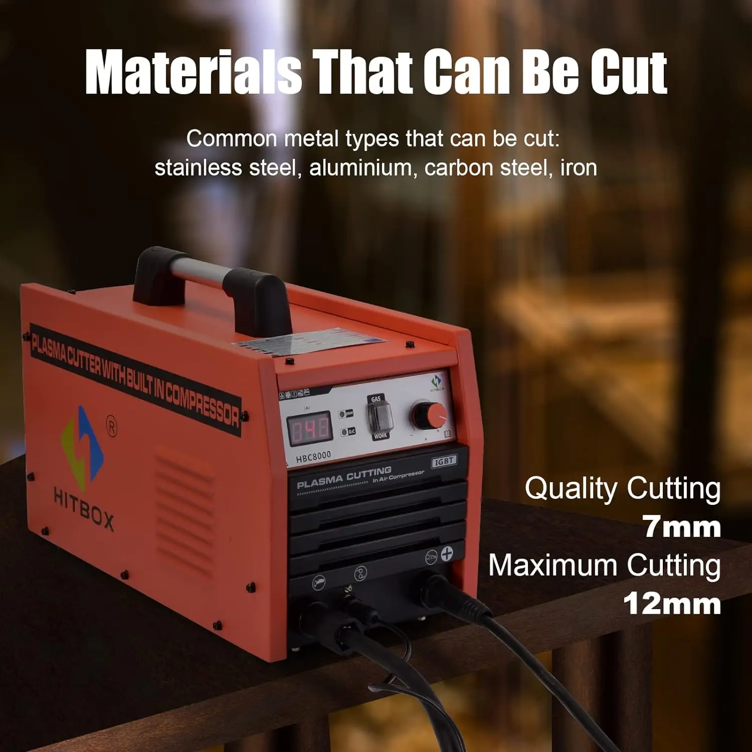 HITBOX 40 Amp Plasma Cutter with Built-In Air Compressor 220V Digital Inverter IGBT Clean Cut Plasma Cutting Machine HBC8000 2