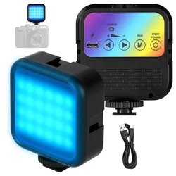 Mini RGB LED Square Soft Light Fill Photography for Cameras Mobile Phone Selfie Poles Live Streaming Selfie Vlog Rechargeable