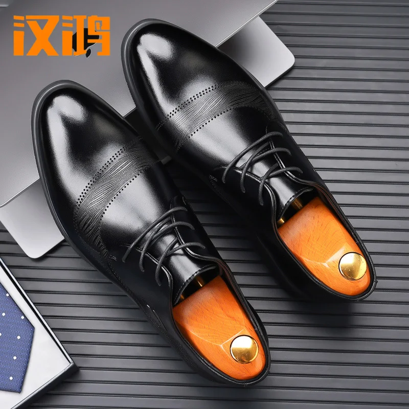 

Hanhong leather shoes for men's business attire, genuine leather, casual spring and autumn breathable men's British and Korean v