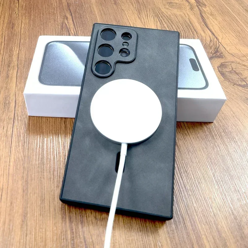 Premium Deer Leather Phone Case with MagSafe Wireless Charging Compatibility