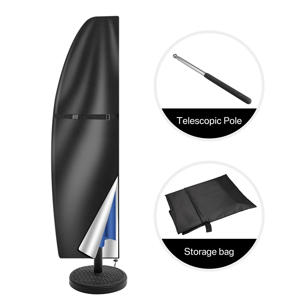 Durable Waterproof Outdoor Umbrella Cover - Weatherproof Oxford Cloth Sunshade Protector with Push Rod