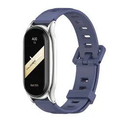 Premium PU Leather Wristband and Metal Bracelet for Mi Band 7 (Plus Midnight Blue 2)