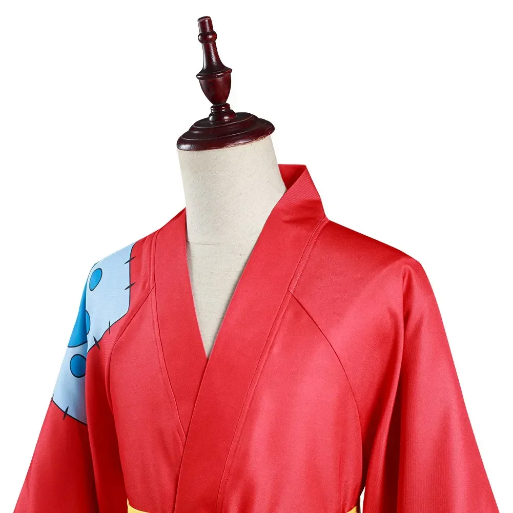One Piece Monkey D Luffy Red Kimono Cosplay Costume